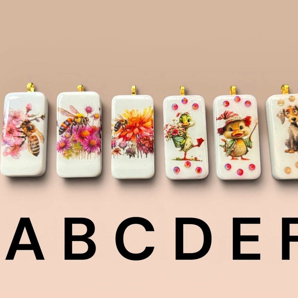 Handcrafted Mini Tile Art Necklace | Bee, Garden, Animal & Whimsical Pendants |